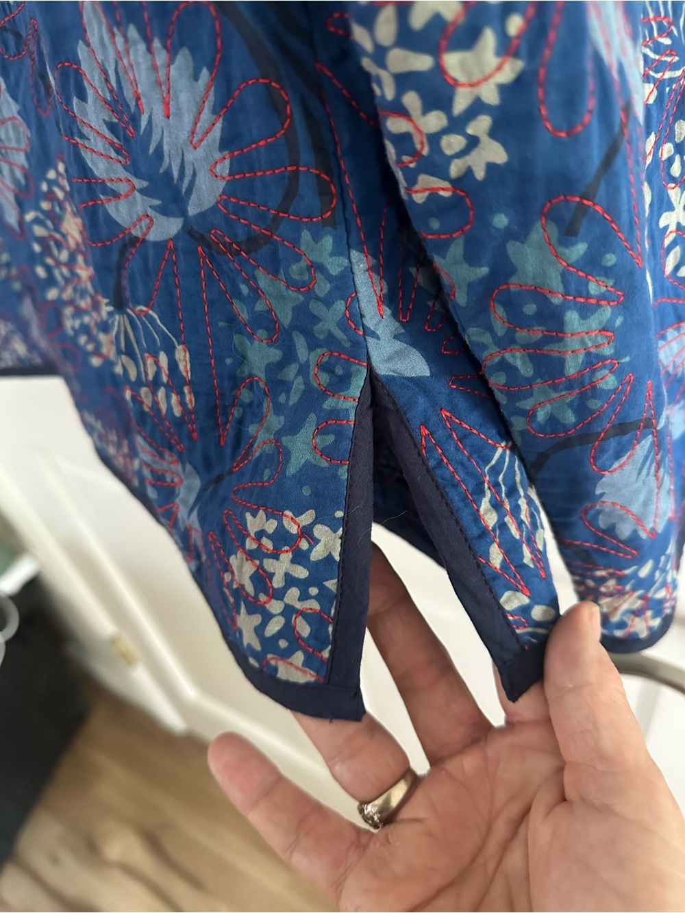 Gudrun Sjoden Blue Floral Quilted Jacket Small Chest 38 L 22 W40 like new - Picture 9 of 9